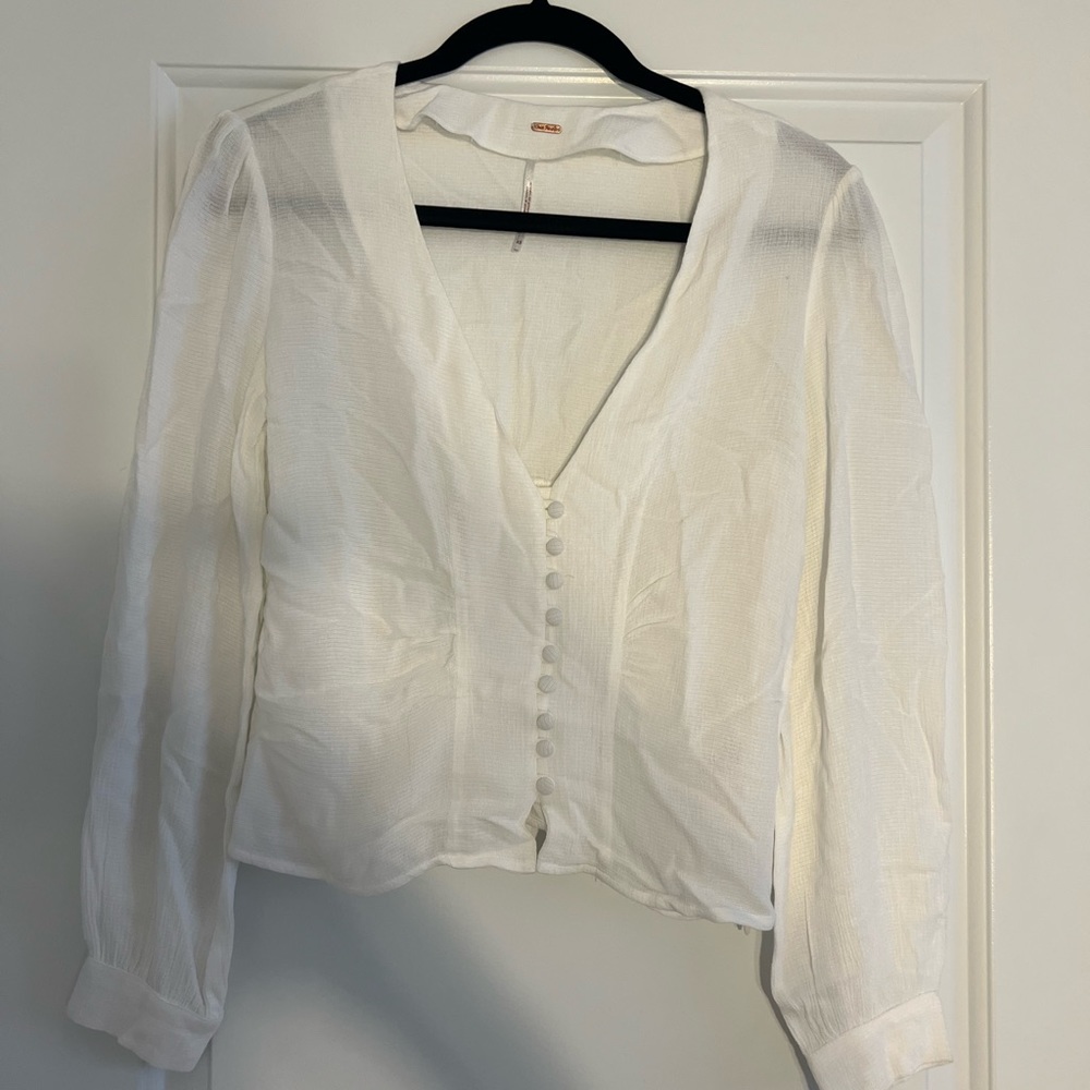 White linen Free People top